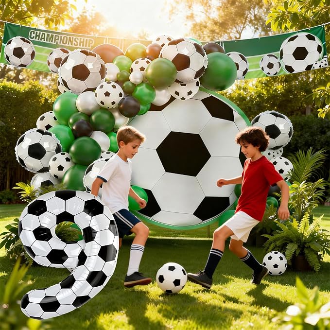 40 Inch Soccer Number 9 Foil Balloon, Soccer Birthday Party Decorations | - Image 4