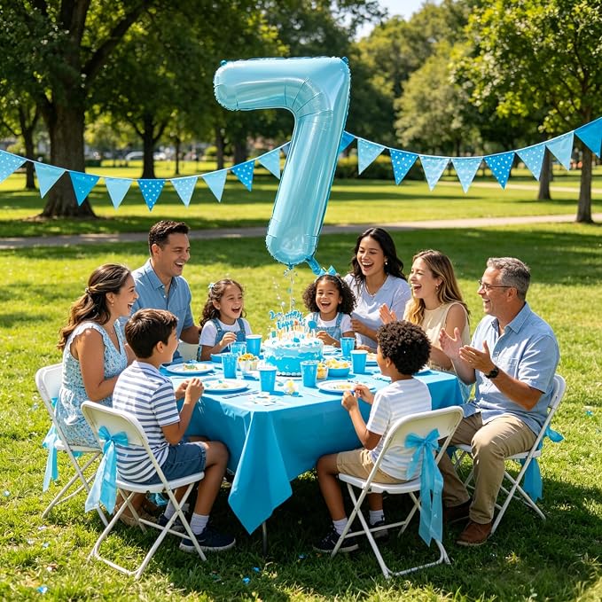 40 Inch Light Blue Number 7 Balloon | 7 Birthday Balloon - Image 7