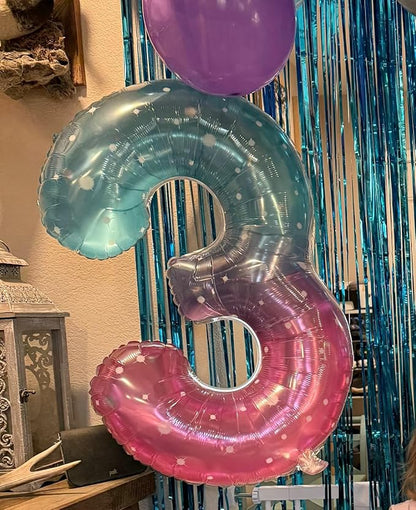 Number Balloons 3 Balloon for 3 Birthday Decorations, 40 inch Blue and Pink | - Image 3