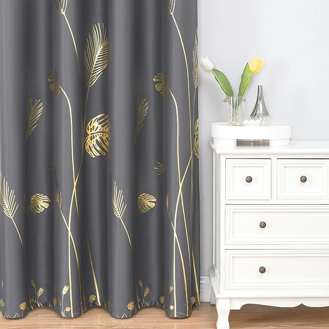 Dark Grey Blackout Curtains & Drapes 90 Inch Length 2 Panels Set - Image 2