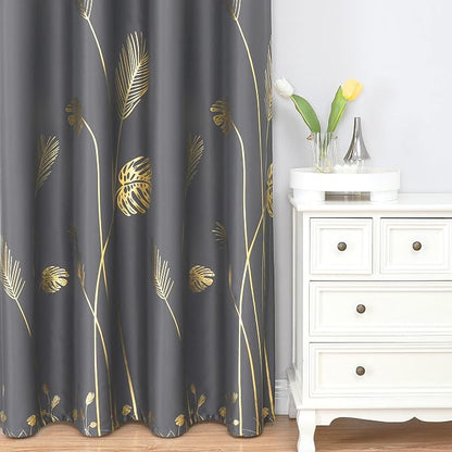 Dark Grey Blackout Curtains & Drapes 90 Inch Length 2 Panels Set - Image 2
