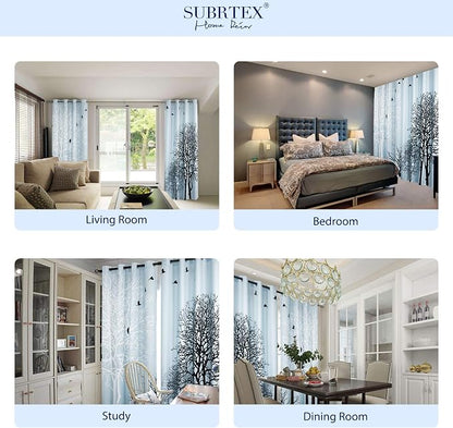 SUBRTEX Boho Leaf Printed Curtains 63 inch Long 2 Panels, Room Darkening - Image 6