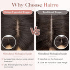 Hairro Human Hair Toppers Free Parted, 3.5x4.7" Base Hand-wovened 100% Real Hairpieces, with Invisible Clips-in for Women, for High Hairline/Adding Volume on Top, 14 Inch Light Natural Black