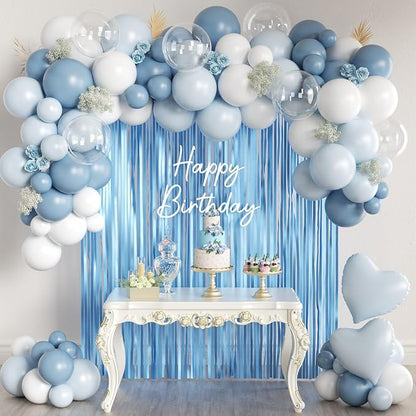 157PCS Pastel Blue and White Balloons Garland Arch Kit by MEBAY