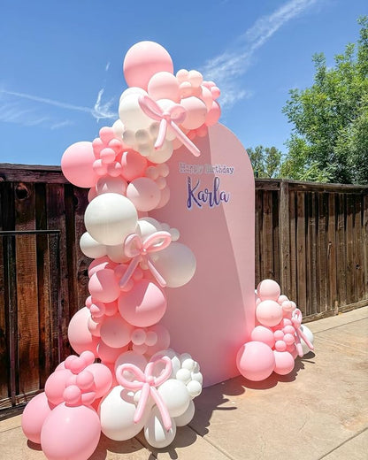Pink Bow Balloon Garland Arch Kit - Image 3