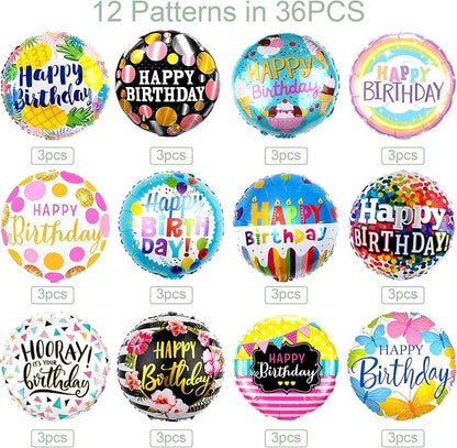 HILAVO 36PCS Happy Birthday Foil Balloons - Image 3