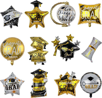 12pcs Graduation Balloons Set, Congrats Grad Foil Balloons Class of 2026 by Unknown