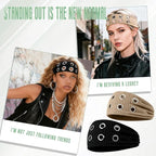 Meifuly Grommet Eyelet Headbands for Women, Hollow Out Eyelets Elastic Fashion Wide Headband, Y2k Girls Punk Grunge Goth Stretchy Hair Accessory (4 Pack)