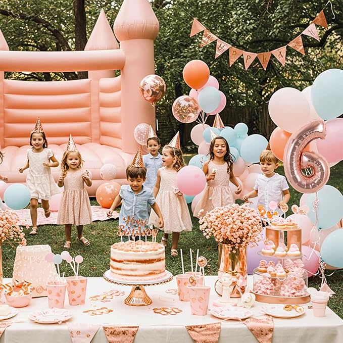 TONIFUL 16 Inch 10 Pcs Fat Rose Gold 0-9 Birthday Number Balloons | Small - Image 5