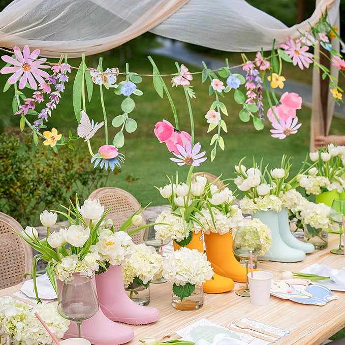 Wildflower Party Decorations Butterfly Flower Banner Butterfly Garland 9ft | - Image 5