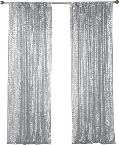 Sugargirl Silver Sequin Backdrop Curtain 2FTx8FT Glitter Background Drapes - Image 9