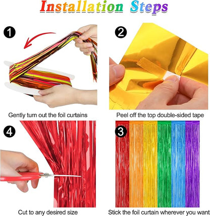 ZATAYE 12 Pack Rainbow Kindergarten Foil Curtain Streamer Decorations | Rainbow - Image 3