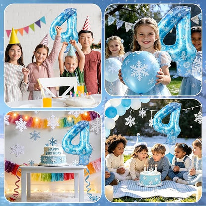 40 Inch Snowflake Number 4 Balloons, Themed Birthday Decorations - Image 7