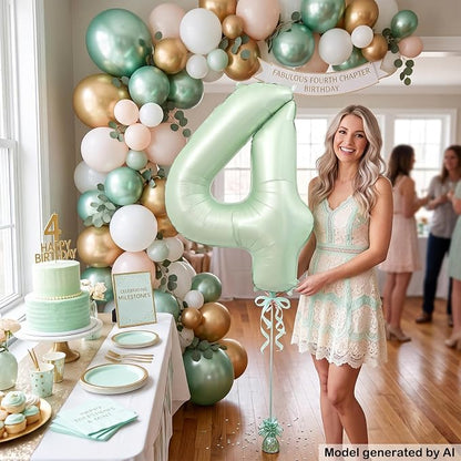 40 Inch Olive Green Number 4 Foil Balloon - Image 4
