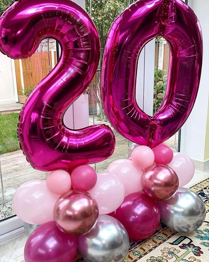 Hot Pink 26 Number Balloons, 40 Inch Giant Number 26 Balloons Foil Mylar Helium - Image 4