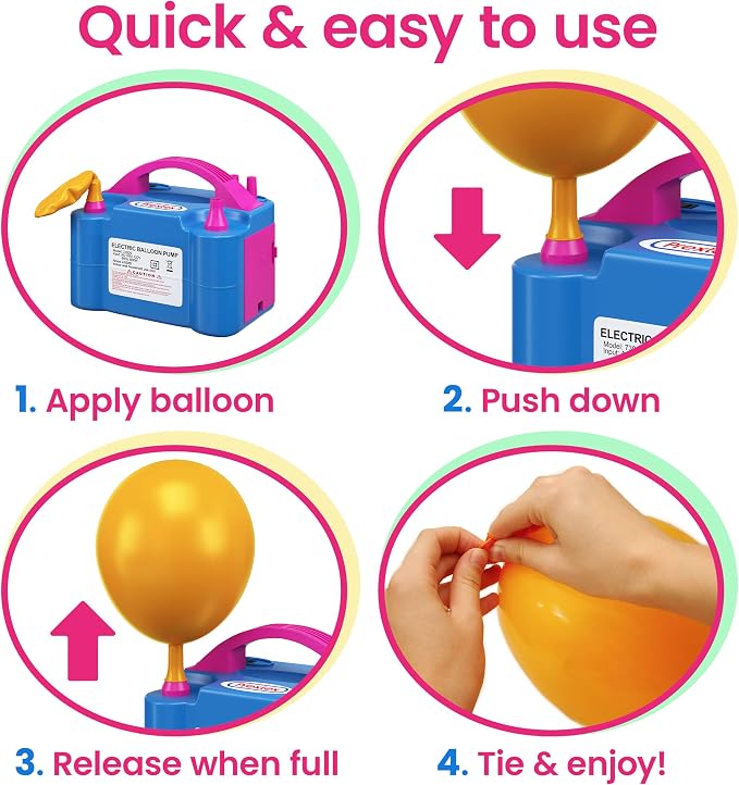 Prextex Balloons Electric Pump Inflate, Easy Bulk Balloons Filling - Image 5