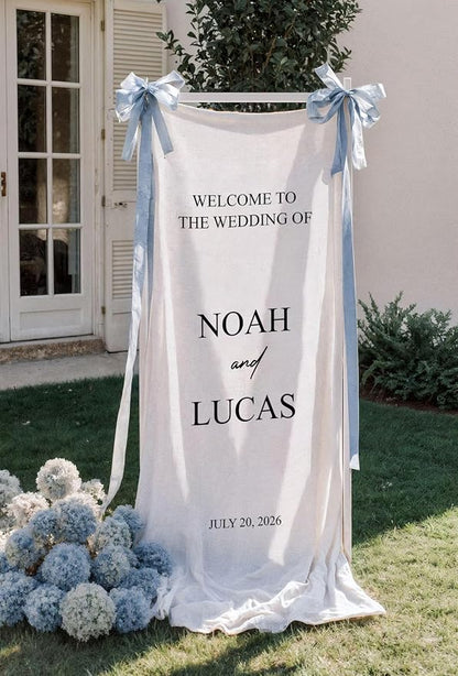 Wedding Welcome Sign Linen Personalized - Image 2