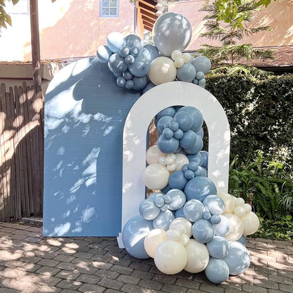 Dusty Blue White Balloons, Double Stuffed Pearl Light Baby Metallic Slate Blue - Image 8