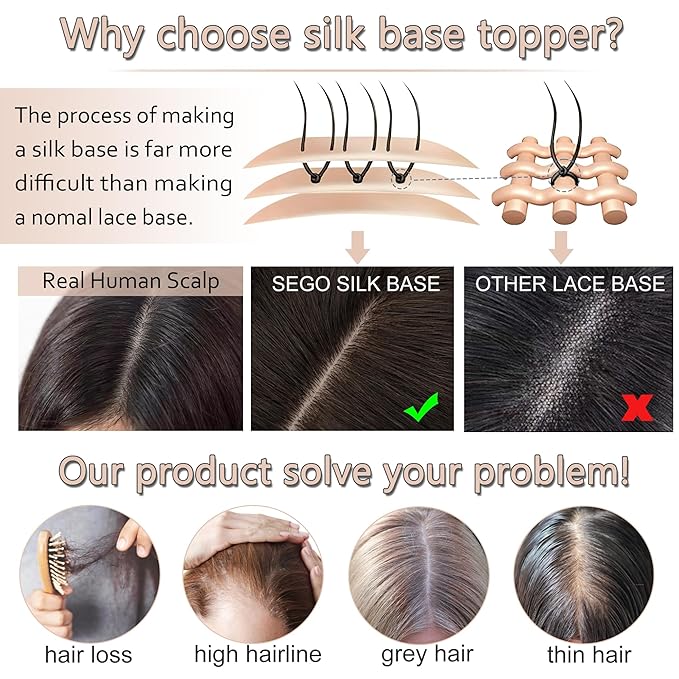 Hair Toppers for Women Real Human Hair With Bangs, 13 * 15 cm Larger Silk Base 150% Density Clip In Topper Hairpieces, Wiglet Top Pieces Add Volume -14 Inch 04 Medium Brown