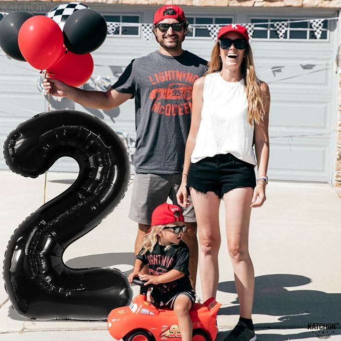 KatchOn Black Number 2 Balloon 40 Inch 2nd Birthday Decorations - Image 8
