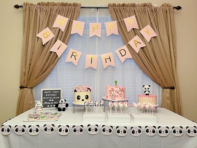 Happy Birthday Banner Pink Birthday Signs Party Supplies Garland Decorations - Image 6