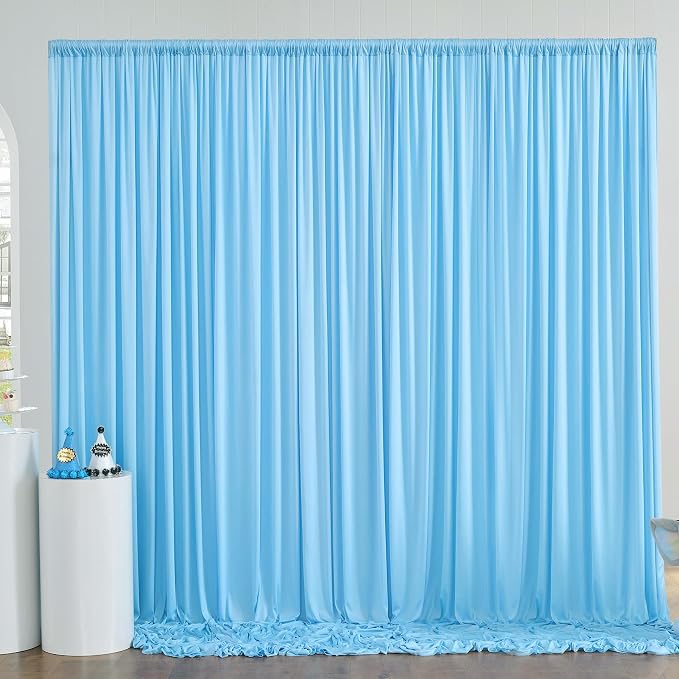 10x8ft Wrinkle Free Baby Blue Backdrop Curtains - Image 7