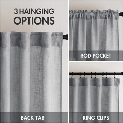 MIULEE Grey Linen Curtains 52x84 Inch Length - Image 3
