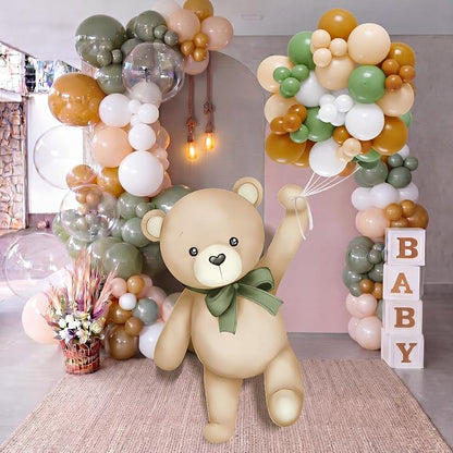 43 Pcs Sage Green Bear Baby Shower Decorations 31 Bears Cardboard Cutout Stand - Image 7
