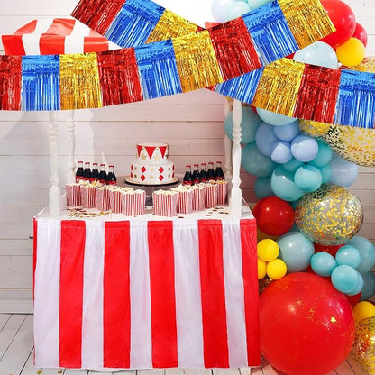 BEISHIDA Red Blue Gold Fringe Garland Banner 30ft Wall Tinsel Foil Streamer | - Image 4