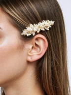 4pcs Rhinestone Gold Pearl Leaf Wedding Hair Clips Silver New Bride Bridesmaid Spring Clips
