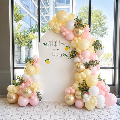 HILAVO Pink and Yellow Balloons 12 Inch Pastel Light Pink Yellow Gold White - Image 4