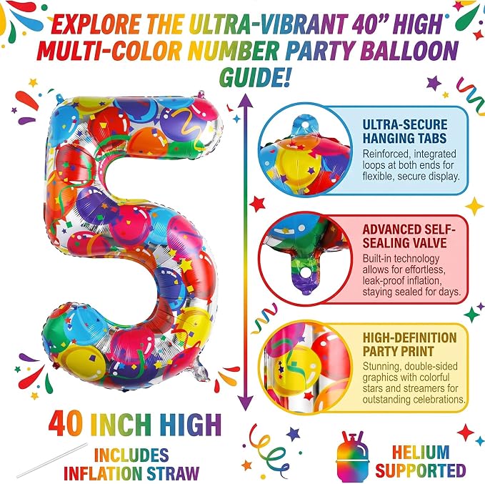 40 Inch Number 15 Balloon Set Large Foil Balloons - Image 2