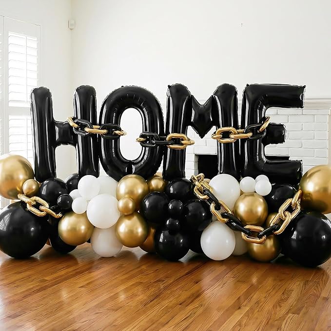 Black HOME Balloons 40 Inch, Large HOME Letter Banner - Image 8