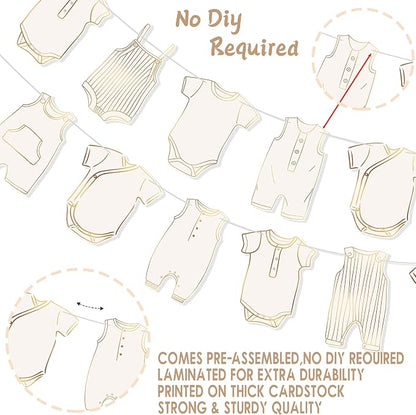 Boho Neutral Baby Clothes Banner Garland 2pcs Pre-Assembled Bunting Banners - Image 4