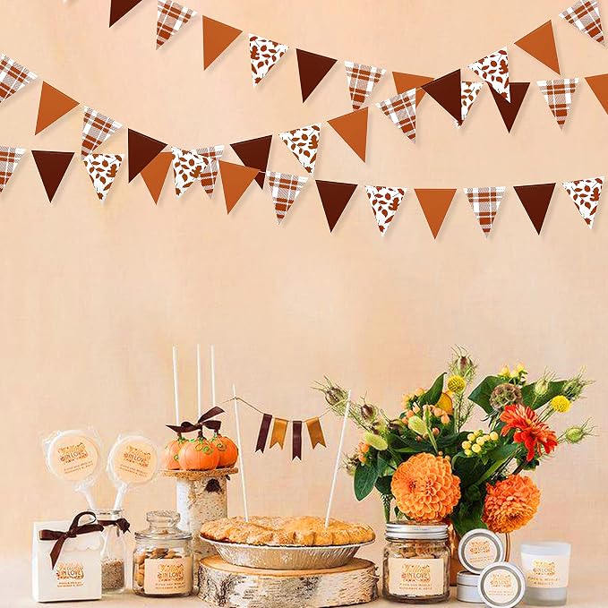 pinkblume Fall Party Decorations Maple Leaf Pennant Banner Triangle Hanging - Image 4