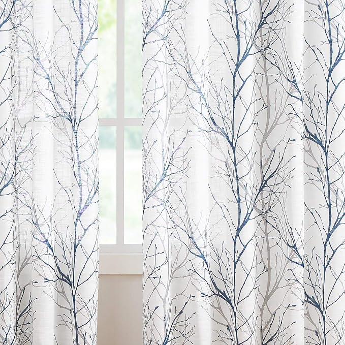 FMFUNCTEX Blue White Curtains 50" X 45" - Image 4
