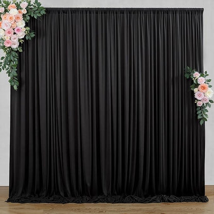 10 ft x 10 ft Wrinkle Free Black Backdrop Curtain by Outpain