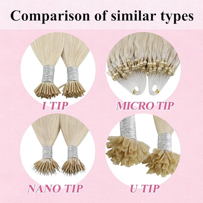 YoungSee Micro Bead Hair Extensions Real Human Hair Blonde 16 Inch Micro Link Hair Extensions Human Hair Platinum Blonde 50g Beaded Hair Extension Blond 50s Cold Fusion Hair Extension 50g for Girls