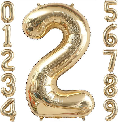 Champagne Gold 2 Balloon, 40 Inch Light Gold Number 2 Balloon Big Foil Mylar by BBPOOL