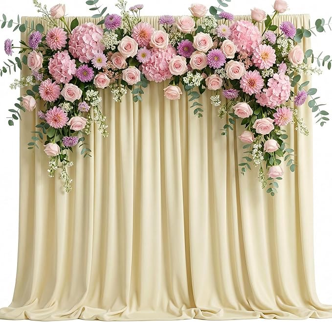 Beige Backdrop Curtain for Wedding Parties Backdrop Drapes 10x10FT | Wrinkle by Wokceer