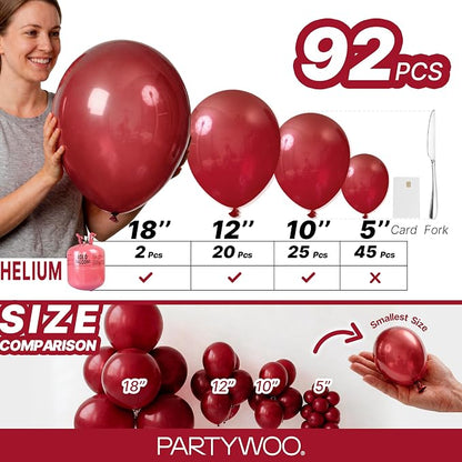 PartyWoo Burgundy Balloons 92 pcs Different Sizes of 18 12 10 5 Inch Dark - Image 6