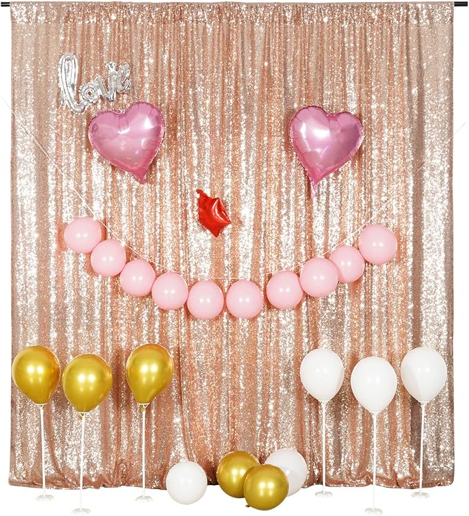 Poise3EHome Rose Gold Sequin Backdrop, 8FT x 10FT Sequin Photography Backdrop - Image 6