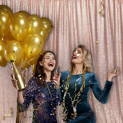 PartyDelight Rose Gold Sequin Backdrop 20x10ft Sparkly Photo Curtain | 4 Inch - Image 7