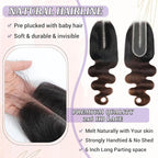 2x6 HD Lace Closure Body Wave Human Hair T1B/2/30 Chestnut Brown Ombre Transparent Lace Closure 2x6 Long Middle Part 100% Raw Virgin Human Hair 20 Inch 150% Density
