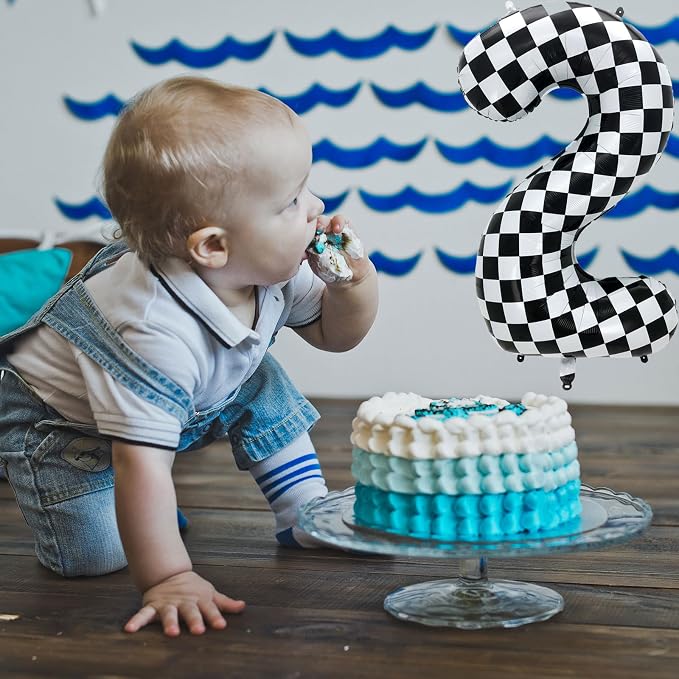 42 Inch Checkered Number Balloon 8, 8th Race Car Flag Birthday Party Supplies - Image 5