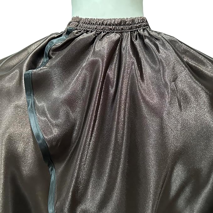 Salon Styling Capes for Clients, Hair Dye Cutting Capes with Elastic Hooks, Waterproof Light Weight Satin Sheen Styling Cape Barber Gown for Stylist, 63”*56”(Brown)