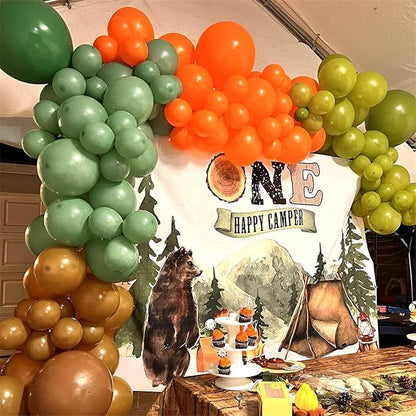 113 PCS Dinosaur Balloons Garland Arch Kit, Sage Green Orange Brown Balloons - Image 4