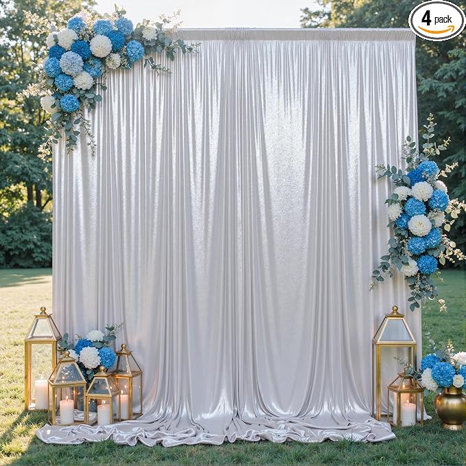 20x10FT Silver Sequin Backdrop Curtain by Unknown