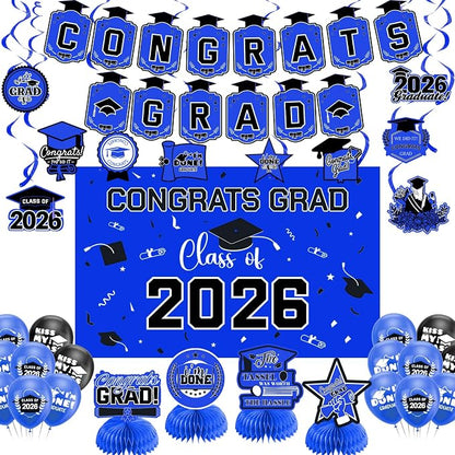Graduation Decorations 2026 Blue Themed Set by Zerunyiw