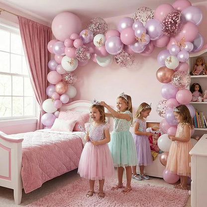 Pink Butterfly Balloon Garland Kit 113pcs, 18in Pink Purple Pearl Confetti - Image 8